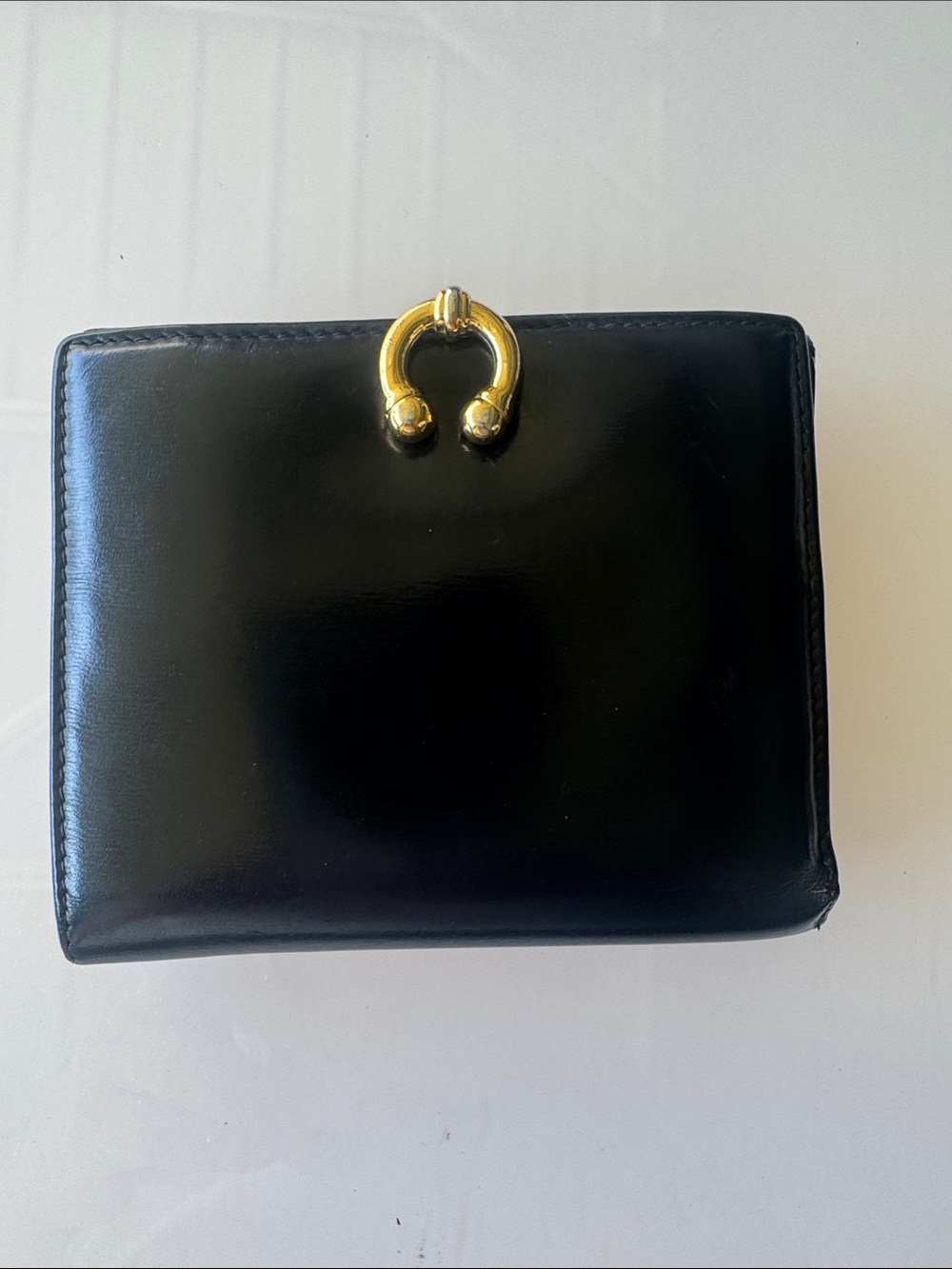 Vintage Gucci Black Horsebit Clasp Bifold Wallet